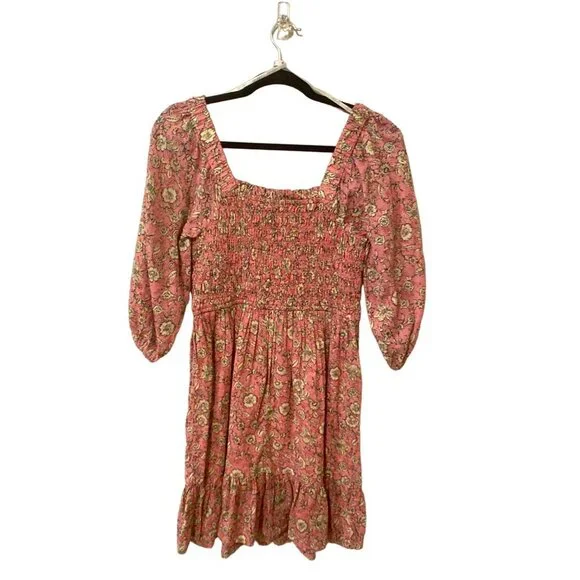 NWT Jessica Simpson Women's Printed Smocked Dress in Dots & Roses, Size Small - Picture 6 of 7